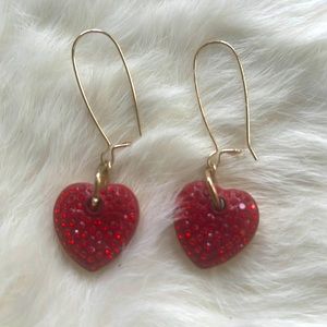 Lovely sparkle red heart fashion earrings